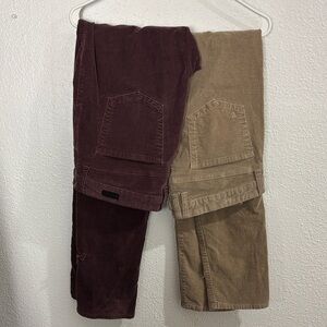 2Pair- Kut from the Kloth Stretchy Corduroy Pants in Red and Beige. Sz12&14